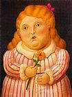 Fernando Botero Canvas Paintings - Nina con flor